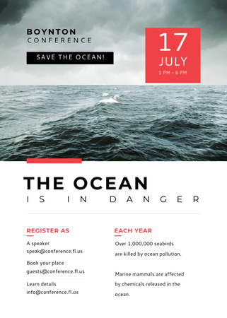 Designvorlage Ecology Conference Stormy Sea Waves für Flayer