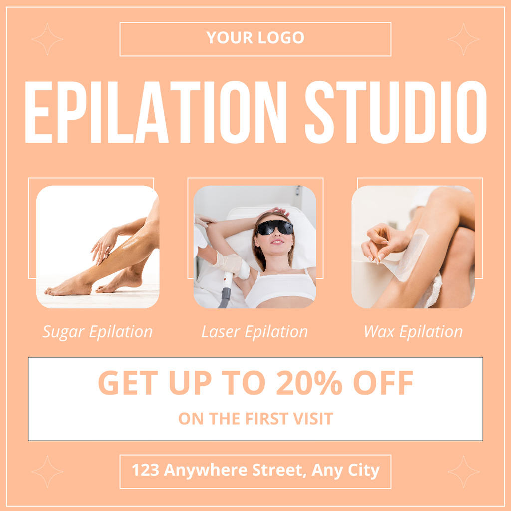 Laser Hair Removal Studio WIth Discounts Collage Instagramデザインテンプレート