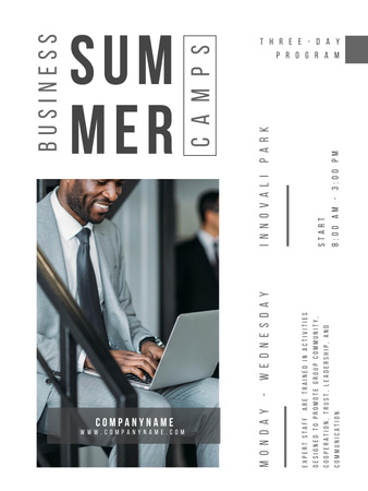 Platilla de diseño Summer Business Camp Announcement with Businessman Poster US