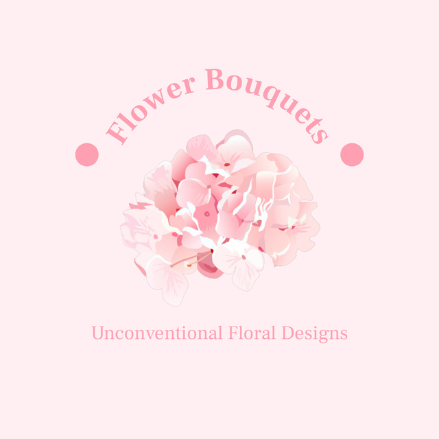 Flower Bouquet Design Services with Delicate Hydrangea Animated Logoデザインテンプレート