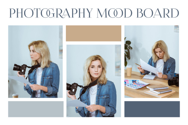 Modèle de visuel Professional Photographer on Workplace - Mood Board