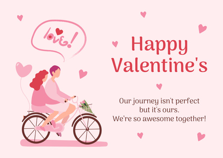 Happy Valentine's Day Greetings with Couple in Love Card Design Template