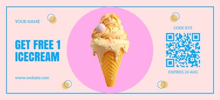 Ücretsiz Dondurma Kuponu Coupon 3.75x8.25in Tasarım Şablonu