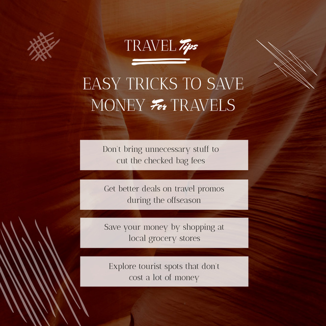 Szablon projektu Travel Tricks for Saving Money Instagram