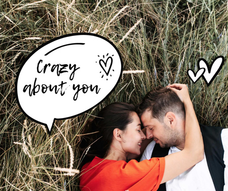 Romantic Couple in field on Valentine's Day Facebook Design Template