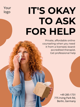 Professional Psychological Help Offer Poster US tervezősablon