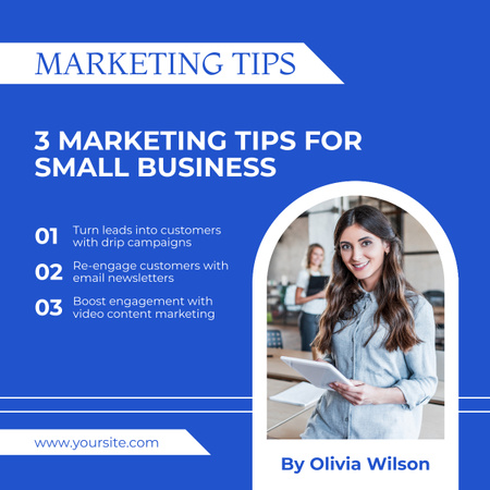 Platilla de diseño Course on Marketing for Small Business Blue LinkedIn post