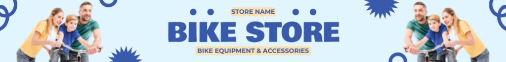 Bicycle Equipment and Accessories Ad on Blue Leaderboardデザインテンプレート