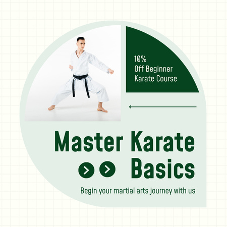 Designvorlage Rabatt auf das Erlernen der Karate-Grundlagen für Instagram AD