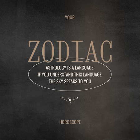 Zodiac Horoscope with Citation about Astrology Instagram tervezősablon