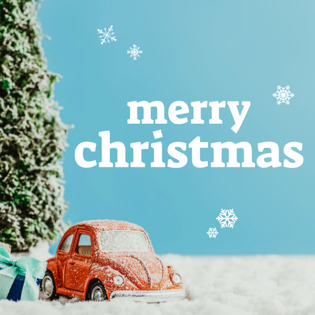 Cute Christmas Greeting with Car Instagram Design Template