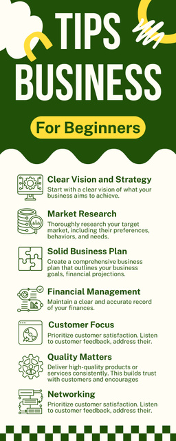 Business Tips for Beginners with Illustration Infographic Design Template