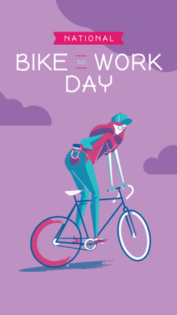 Woman on Bicycle on Bike to Work Day Instagram Story Design Template