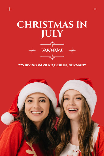 Christmas in July with Awesome Young Women in Red Flyer 4x6in Πρότυπο σχεδίασης