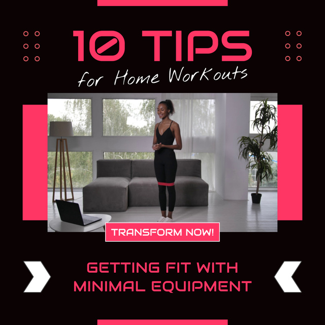 Plantilla de diseño de Essential Set Of Tips For Workouts At Home Animated Post 