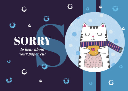 Cat holding cup in winter Postcard Design Template