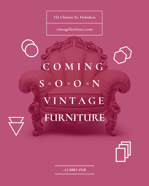 Designvorlage Classic Furniture Store Ad with Luxury Armchair In Pink für Poster 16x20in