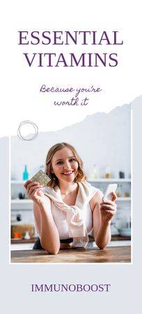 Nutritional Supplements Offer with Smiling Woman Flyer 3.75x8.25in Šablona návrhu