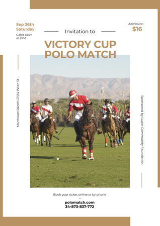 Polo match invitation with Players on Horses Poster Design Template