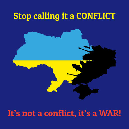 Map of Ukraine on Blue Instagram Design Template