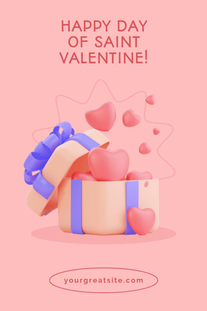 Valentine's Day Sale Ad with Hearts in Gift Box Postcard 4x6in Vertical Šablona návrhu
