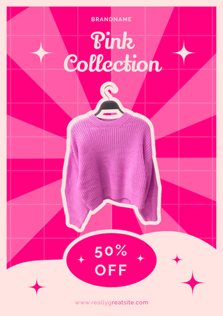 Pink Collection of Sweaters Poster Design Template