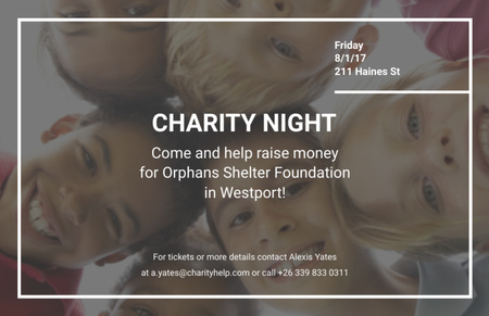 Charity Night Announcement with Happy Boys and Girls Flyer 5.5x8.5in Horizontal Design Template