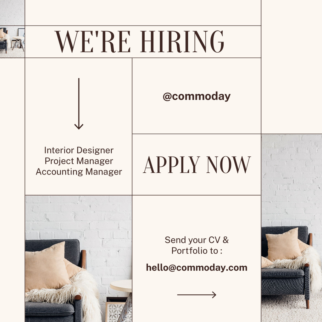 Vacancy Ad for Design Company Instagram tervezősablon