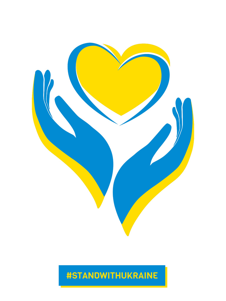 Heart in Hands with Ukrainian Flag Colors Poster US Design Template
