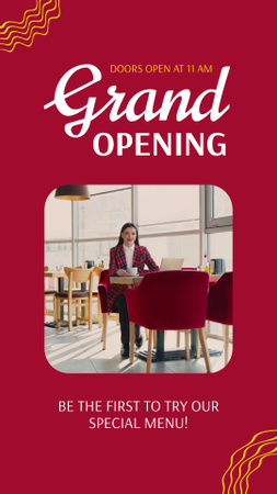 Modèle de visuel Grande ouverture spéciale du restaurant avec slogan - Instagram Video Story