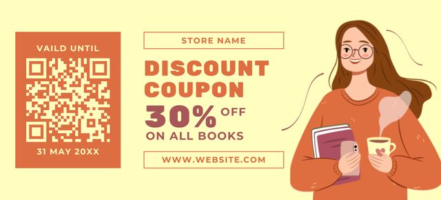 Modèle de visuel Discount Offer by Bookstore - Coupon 3.75x8.25in