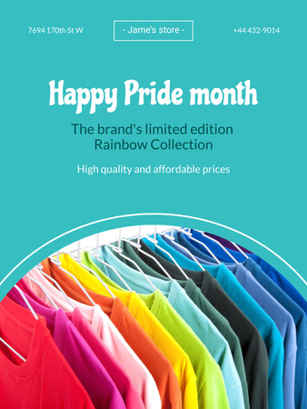 Pride Month Celebration with Rainbow T Shirts Collection Poster US Design Template