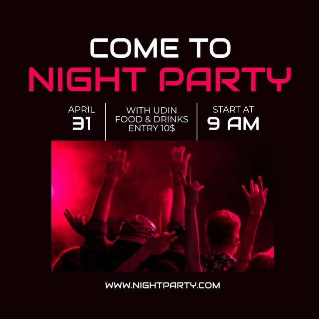 Night Party Announcement with People Instagram tervezősablon