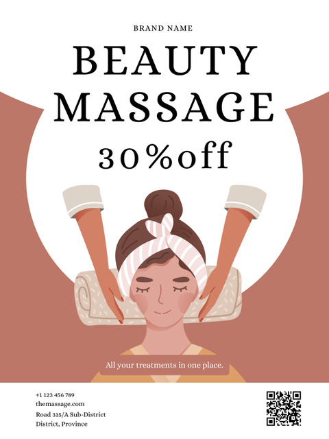 Illustration of Woman at Spa Poster US Design Template