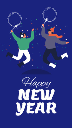 Template di design New Year Holiday Greeting with Happy People Instagram Story