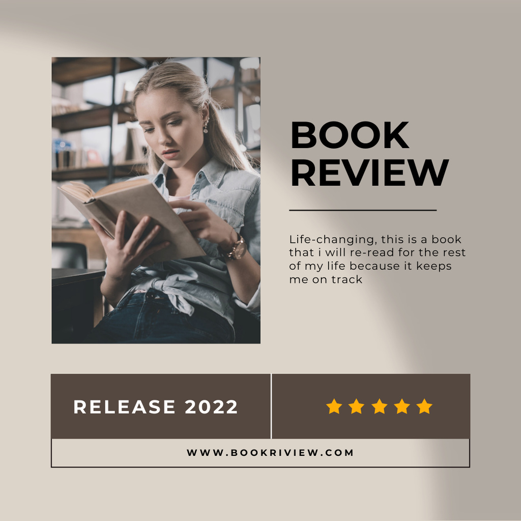 Book Review with Reading Young Woman Instagram Design Template