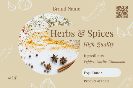 Ontwerpsjabloon van Label van Kruiden en Specerijen van Hoge Kwaliteit