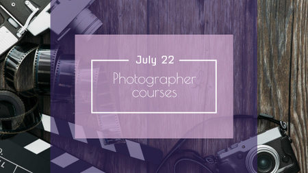Photography Courses Ad with Old Camera FB event cover Design Template