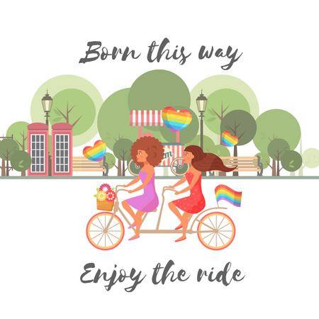 Ontwerpsjabloon van Instagram van Pride Month with Women on Bicycle