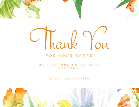 Thankful Message with Flower Petals Drawing Thank You Card 5.5x4in Horizontal Design Template