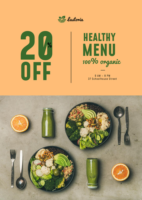 Discount Offer on Healthy Nutrition Products Poster Modelo de Design