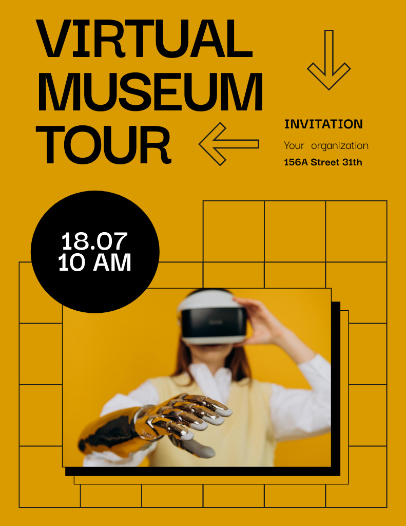 Internet Museum Journey Announcement In Orange Poster 8.5x11in Šablona návrhu