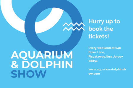 Designvorlage Aquarium Dolphin Show In Blue für Postcard 4x6in