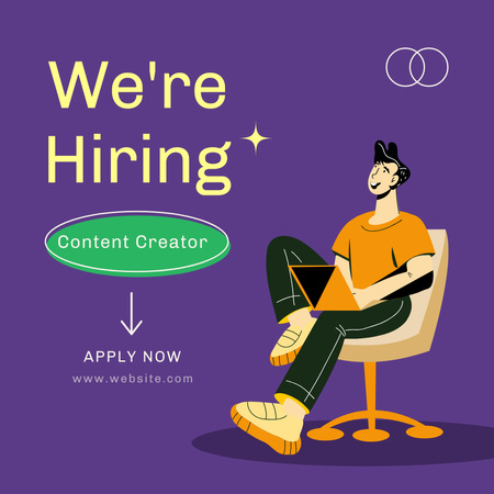 Designvorlage Hiring Content Creator with Cartoon Man für Instagram