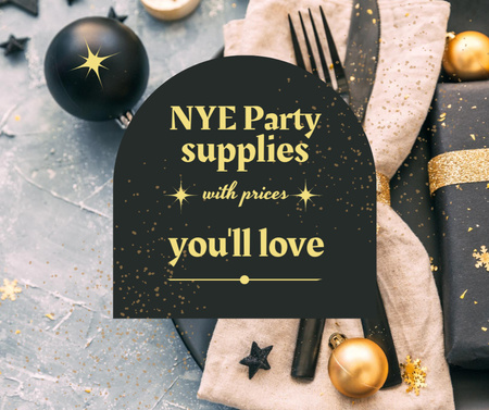 New Year Party Supplies Sale Offer Facebook Design Template