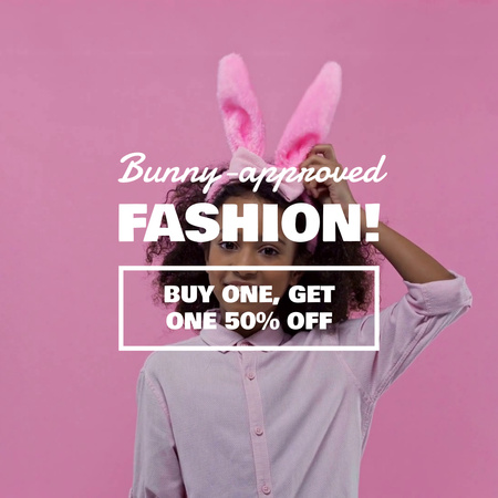 Easter Fashion Collection Ad with Cute Kid Animated Post Design Template