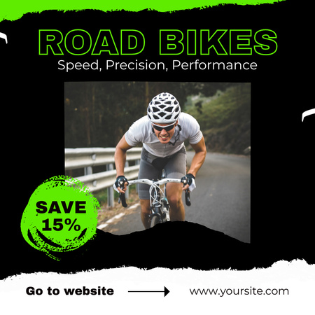 Platilla de diseño Durable Road Bicycles With Discounts Offer Animated Post
