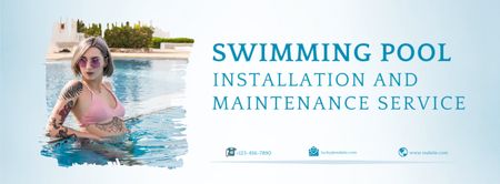 Template di design Servizi di manutenzione e installazione di piscine Facebook cover