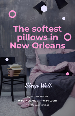 Platilla de diseño Pillows Ad with Cozy Bedroom Flyer 5.5x8.5in