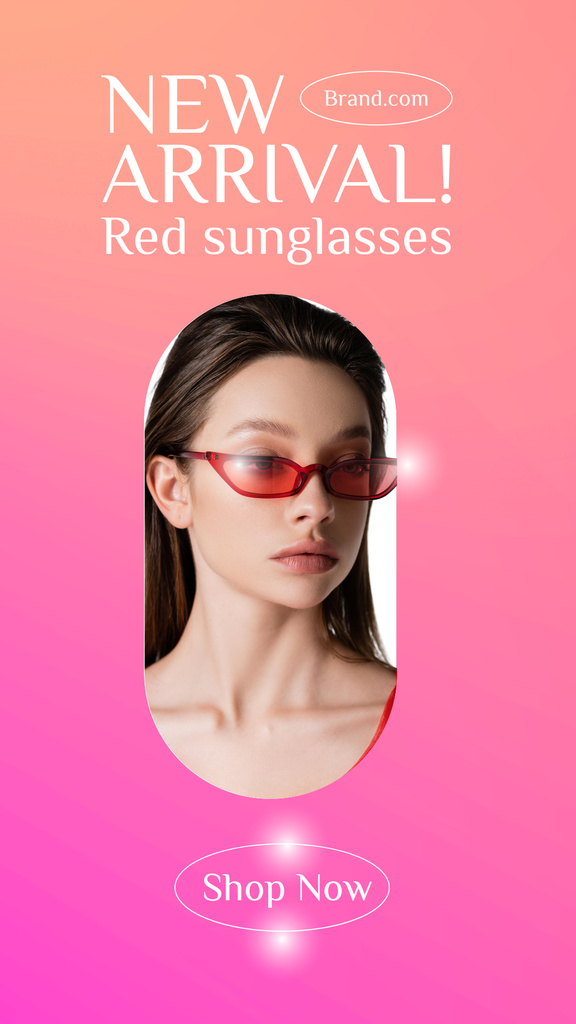 Attractive Woman in Red Sunglasses Instagram Story Tasarım Şablonu